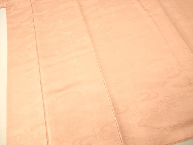 平和屋着物■上質な色無地 吉祥雲取り地紋 一斤染色 正絹 逸品 AABG9744fw