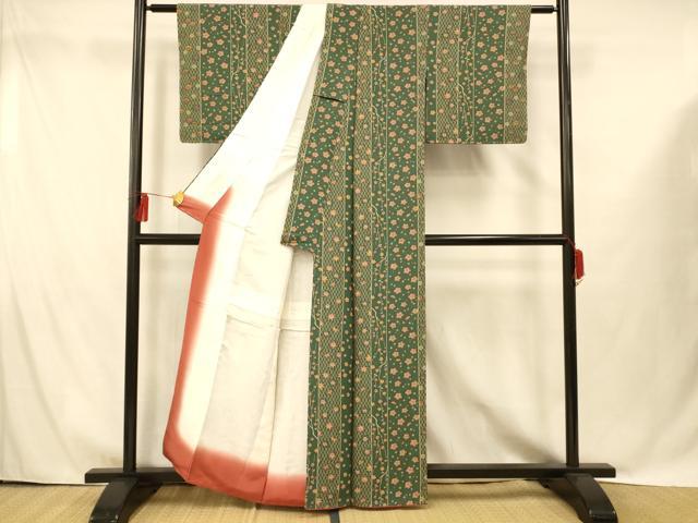 平和屋着物■上質な小紋 枝花間道 正絹 逸品 AABG9750fw
