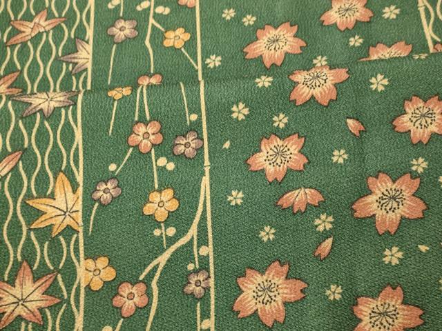 平和屋着物■上質な小紋 枝花間道 正絹 逸品 AABG9750fw