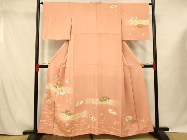 平和屋着物■訪問着 地紙草花文 暈し染め 金彩 正絹 逸品 AABG9752fw