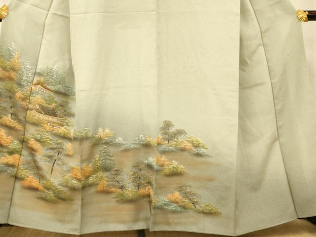 平和屋着物■訪問着 手描き 風景文 暈し染め 金彩 正絹 逸品 AABG9753fw