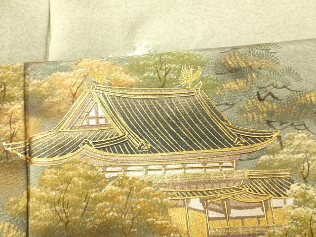 平和屋着物■訪問着 手描き 風景文 暈し染め 金彩 正絹 逸品 AABG9753fw