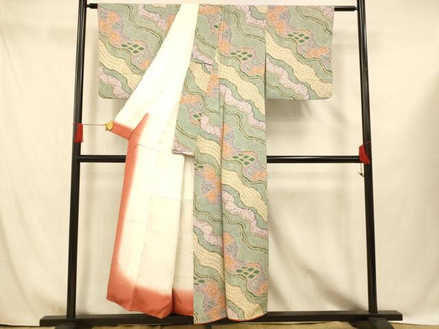 平和屋着物■上質な小紋 道長草花文 正絹 逸品 AABG9757fw
