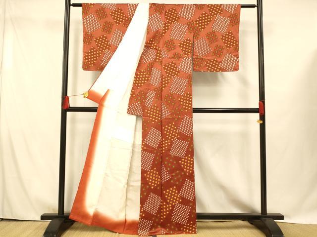 平和屋着物■上質な小紋 絞り 色紙花文 正絹 逸品 AABG9758fw