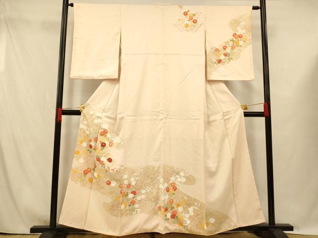 平和屋着物■訪問着 刺繍 草花霞文 正絹 逸品 AABG9764fw