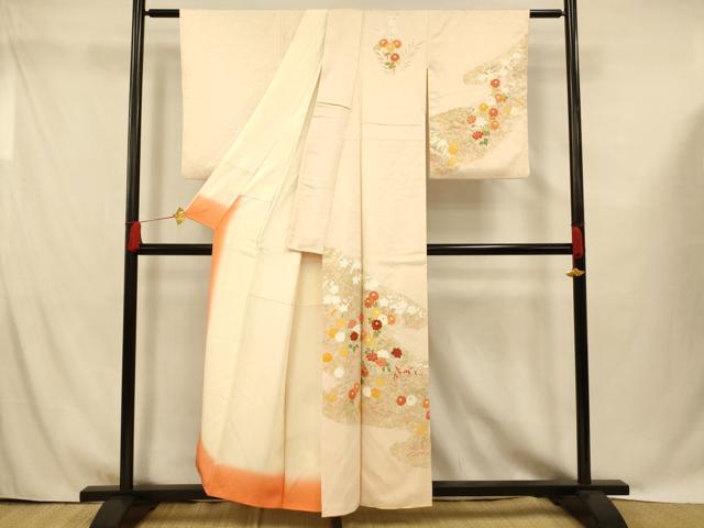 平和屋着物■訪問着 刺繍 草花霞文 正絹 逸品 AABG9764fw