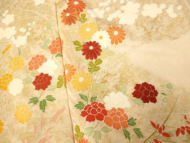 平和屋着物■訪問着 刺繍 草花霞文 正絹 逸品 AABG9764fw