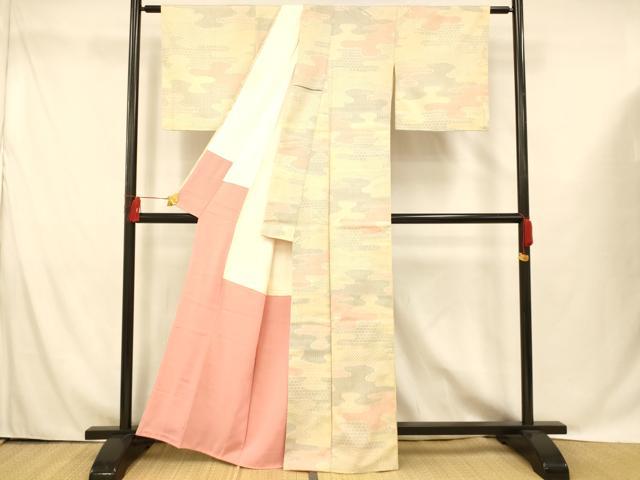 平和屋着物■お召 吉祥エ霞文 正絹 逸品 未使用 AABG9768fw
