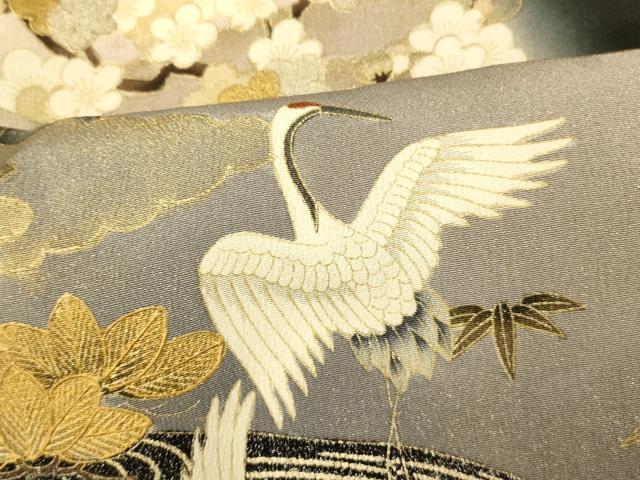 平和屋着物■豪華黒留袖 作家物 駒刺繍 群鶴籬文 暈し染め 金銀彩 正絹 逸品 AABG9775fw