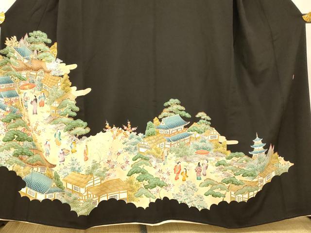平和屋着物■豪華黒留袖 作家物 人物風景文 金彩 正絹 逸品 AABG9776fw