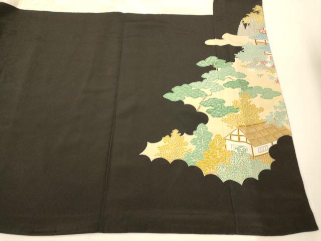 平和屋着物■豪華黒留袖 作家物 人物風景文 金彩 正絹 逸品 AABG9776fw