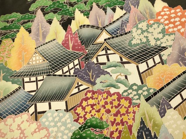 平和屋着物■豪華黒留袖 作家物 風景文 正絹 逸品 AABG9779fw