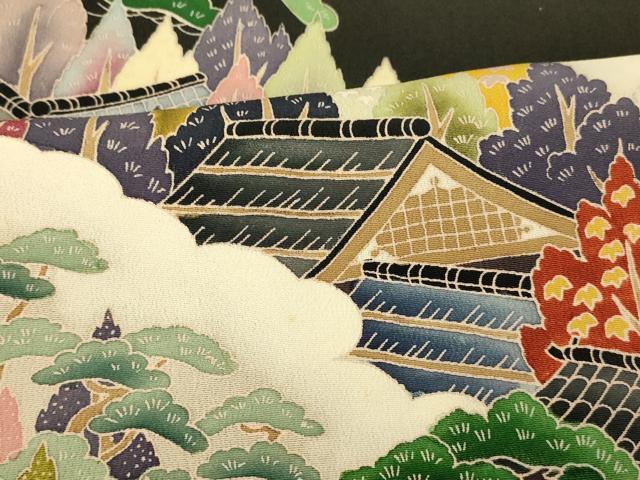 平和屋着物■豪華黒留袖 作家物 風景文 正絹 逸品 AABG9779fw