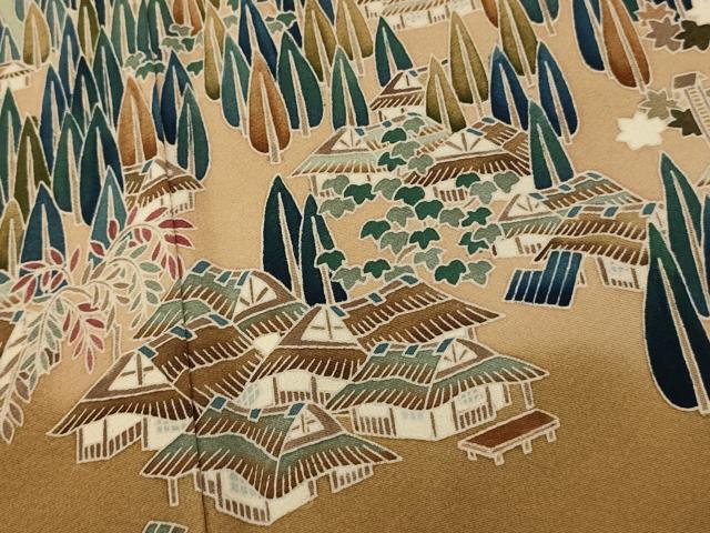 平和屋着物■豪華黒留袖 作家物 風景文 暈し染め 正絹 逸品 AABG9785fw