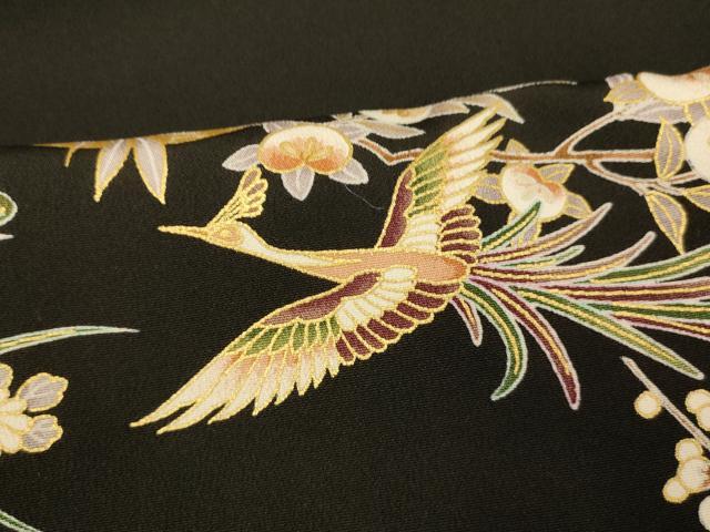 平和屋着物■豪華黒留袖 鳳凰貝桶文 金彩 正絹 逸品 AABG9797fw