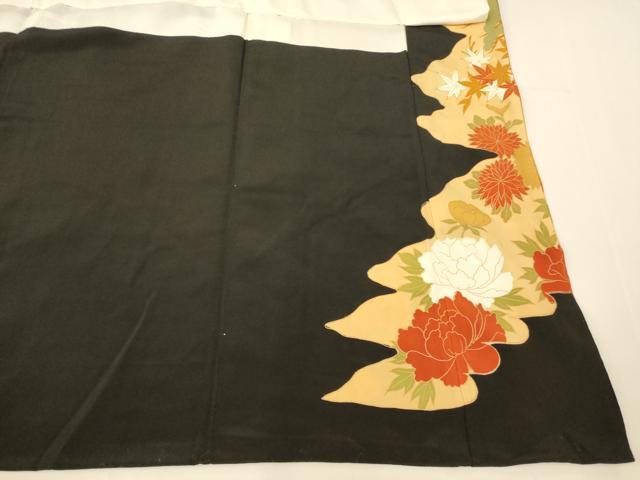 平和屋着物■豪華黒留袖 駒刺繍 松竹梅雉文 金銀糸 金彩 正絹 逸品 AABG9798fw