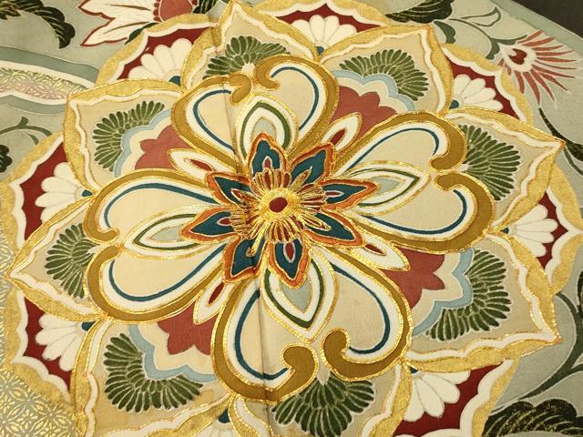 平和屋着物■豪華黒留袖 駒刺繍 正倉院更紗花文 金彩 正絹 逸品 AABG9803fw