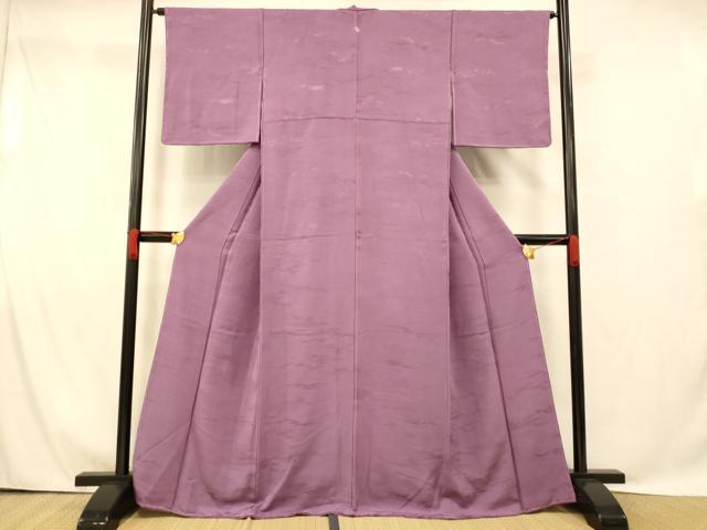 平和屋着物■上質な色無地 霞地紋 京紫色 正絹 逸品 未使用 AABG9808fw
