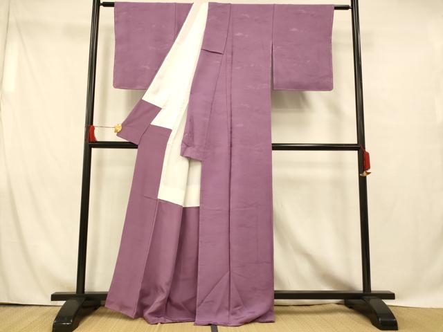 平和屋着物■上質な色無地 霞地紋 京紫色 正絹 逸品 未使用 AABG9808fw