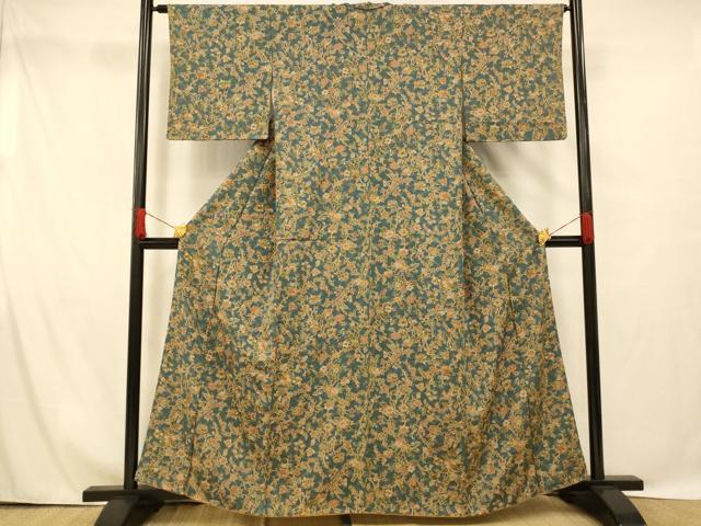 平和屋着物■上質な小紋 更紗花文 正絹 逸品 AABG9810fw