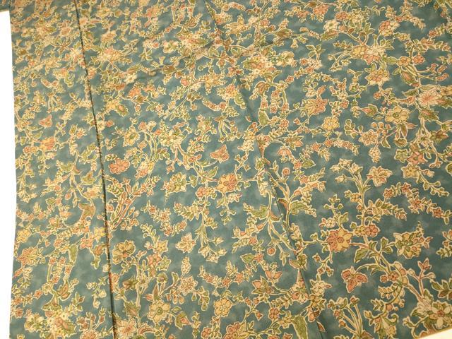 平和屋着物■上質な小紋 更紗花文 正絹 逸品 AABG9810fw