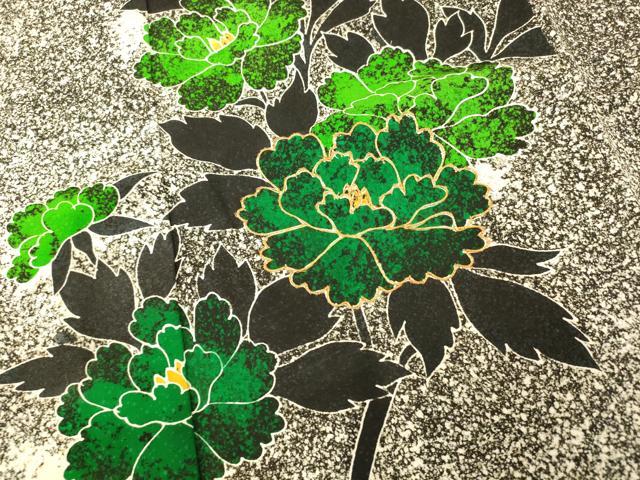 平和屋着物■上質な小紋 駒刺繍 更紗花文 たたき染め 正絹 逸品 AABG9832fw