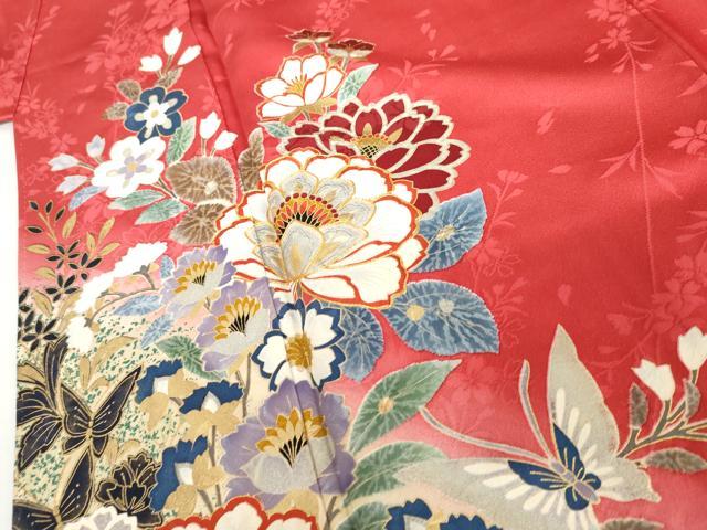 平和屋着物●豪華振袖 駒刺繍 花蝶文 暈し染め 金銀彩 正絹 逸品 AABG9841cs