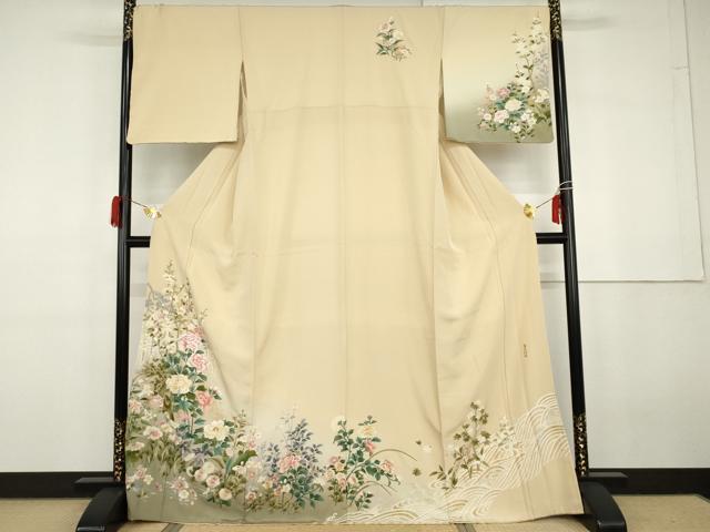 平和屋着物●訪問着 麗光刺繍 枝花文 暈し染め 金糸 金彩 正絹 逸品 AABG9846cs