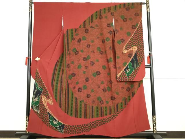 平和屋着物●豪華振袖 草花文 正絹 逸品 AABG9847cs