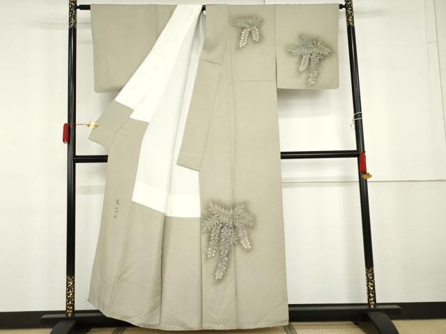 平和屋着物●樋熊哲也 訪問着 辻が花 絞り 手描き 訪問着 絞り 藤花房 正絹 逸品 AABG9849cs
