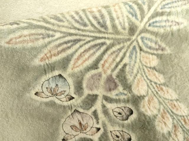 平和屋着物●樋熊哲也 訪問着 辻が花 絞り 手描き 訪問着 絞り 藤花房 正絹 逸品 AABG9849cs