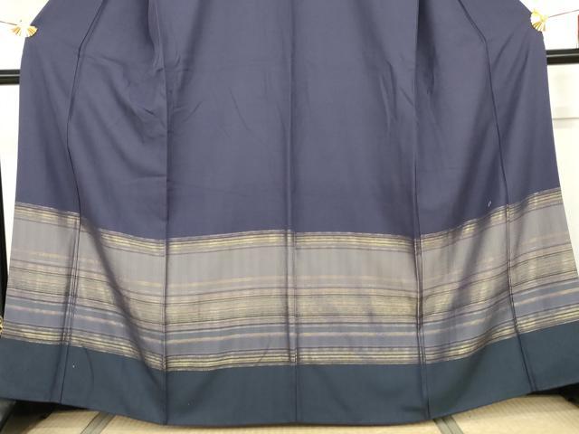 平和屋着物●お召 色留袖 寿光織 横段文 金糸 正絹 逸品 AABG9855cs