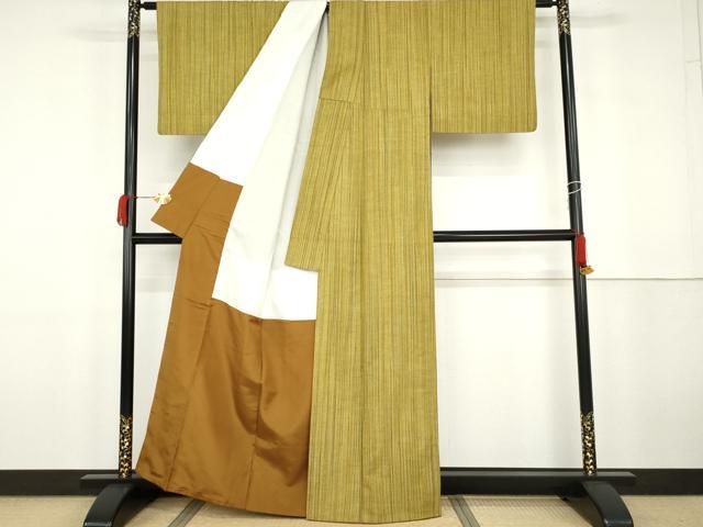 平和屋着物●上質な紬 縞 正絹 逸品 AABG9858cs