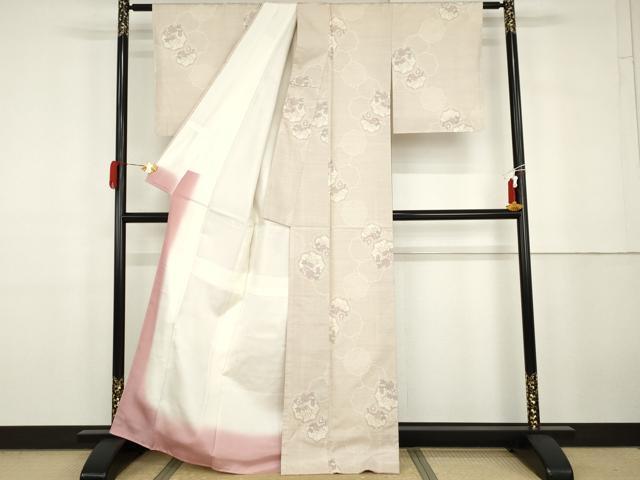 平和屋着物●本場大島紬 白大島 カタス7マルキ 草花文 正絹 逸品 未使用 AABG9866cs