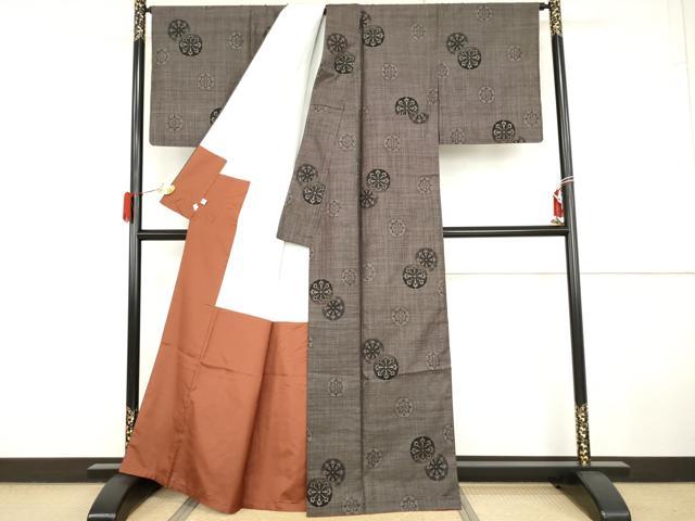 平和屋着物●本場大島紬 カタス7マルキ 源氏車文 鈴乃屋扱い 正絹 逸品 AABG9867cs