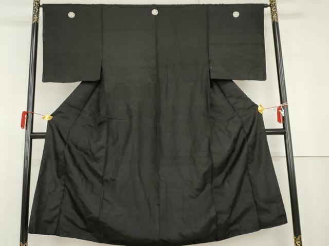 平和屋着物●男性 黒紋付 紬地 正絹 逸品 AABG9869cs