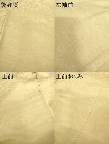 平和屋着物●上質な色無地 エ霞吉祥花地紋 蜂蜜色 正絹 逸品 未使用 AABG9875cs