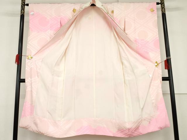 平和屋着物●振袖用長襦袢 袷 絞り 花菱地紋 箔散らし 金銀彩 半衿刺繍 広衿仕立て 正絹 逸品 AABG9879cs