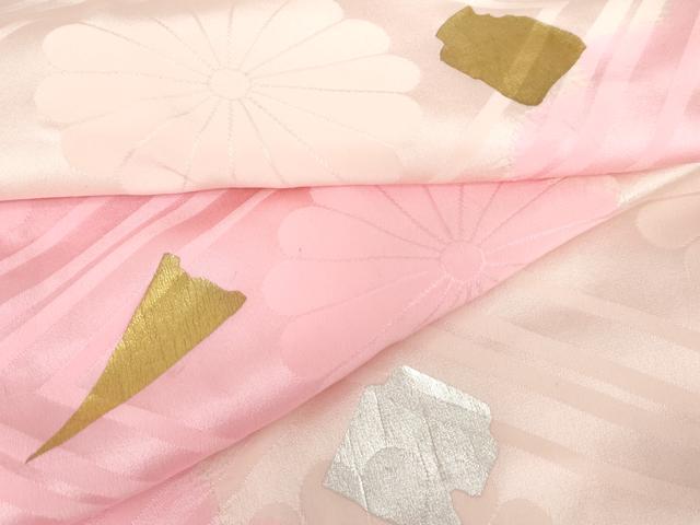 平和屋着物●振袖用長襦袢 袷 絞り 花菱地紋 箔散らし 金銀彩 半衿刺繍 広衿仕立て 正絹 逸品 AABG9879cs