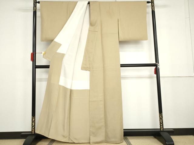 平和屋着物●上質な色無地 白橡色 正絹 逸品 AABG9895cs