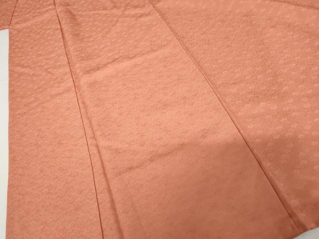 平和屋着物●上質な色無地 桐地紋 甚三紅色 正絹 逸品 AABG9898cs