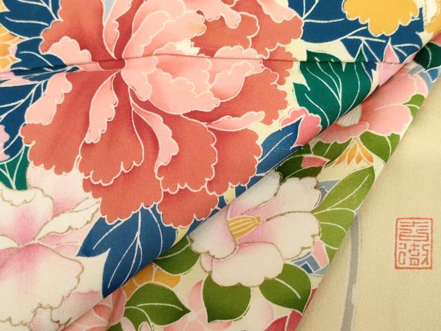 平和屋着物●豪華振袖 作家物 吉祥花車文 暈し染め 正絹 逸品 AABG9910cs