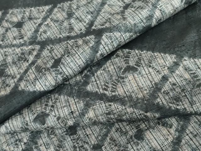 平和屋着物●上質な紬 絞り 菱斜縞 正絹 逸品 AABG9913cs