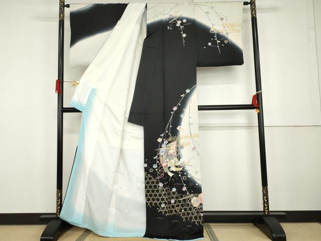 平和屋着物●訪問着 友禅 几帳花車鼓文 暈し染め 金彩 正絹 逸品 AABG9920cs