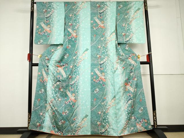 平和屋着物●上質な小紋 短冊花間道 暈し染め 金銀彩 正絹 逸品 AABG9925cs