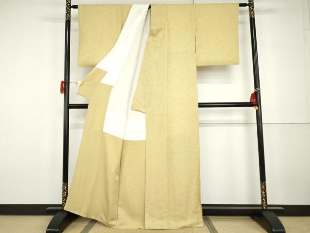 平和屋着物●上質な色無地 草花地紋 蒸栗色 正絹 逸品 AABG9926cs