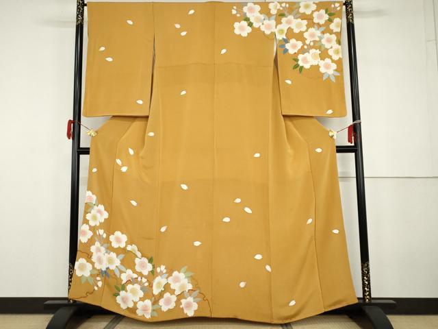 平和屋着物●訪問着 桜雪輪文 金彩 鬼しぼ縮緬 ますいわ屋扱い 正絹 逸品 AABG9939cs