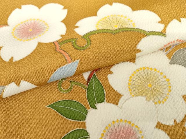 平和屋着物●訪問着 桜雪輪文 金彩 鬼しぼ縮緬 ますいわ屋扱い 正絹 逸品 AABG9939cs
