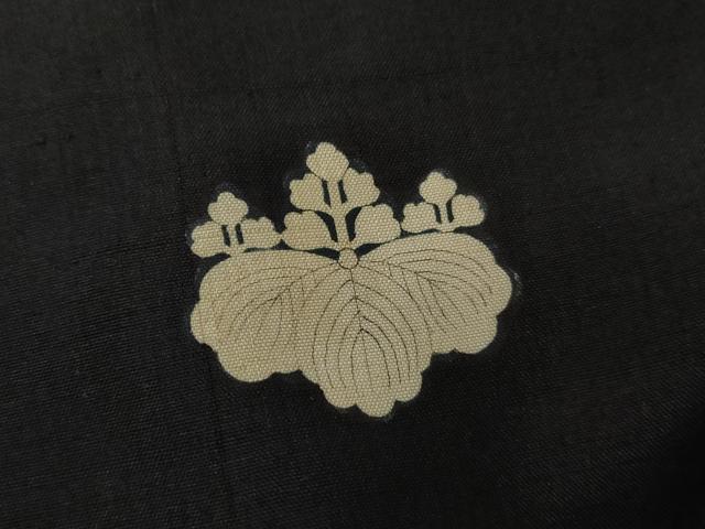 平和屋着物●男性 黒紋付 羽織セット 紬地 正絹 逸品 AABG9945cs