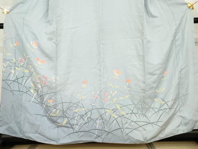 平和屋着物●訪問着 友禅 作家物 枝花文 正絹 逸品 AABG9950cs